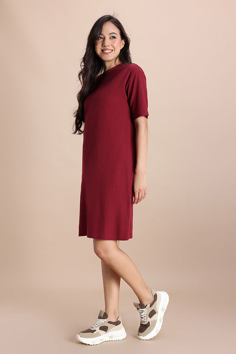 Zivame 2 Mile Fashion Knit Cotton Loungewear Dress - Deep Claret — image 3